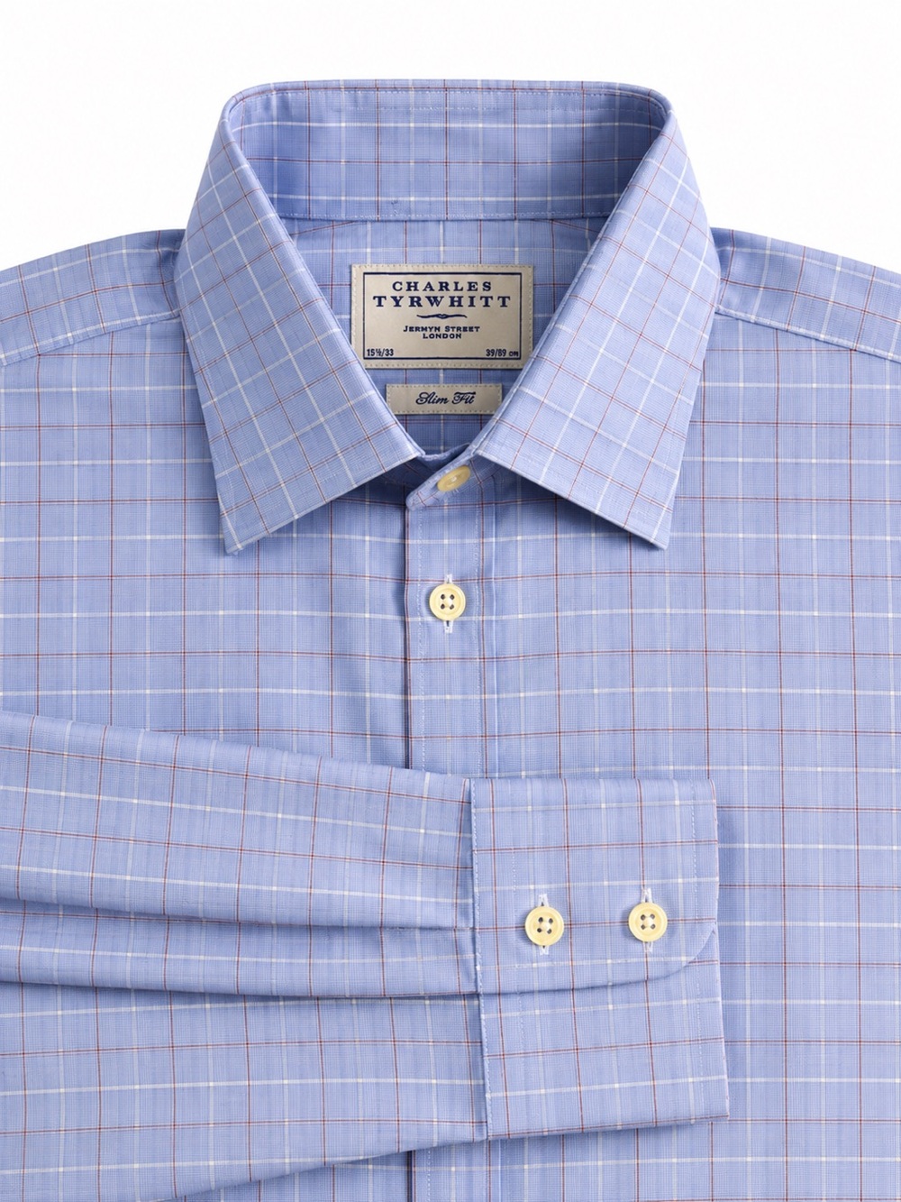 Charles Tyrwhitt Blue Windowpane Dress Shirt 15.5